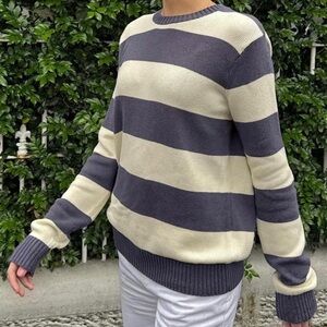 Brandy Melville Navy and Tan striped sweater